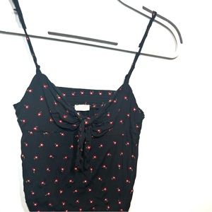 BRANDY MELVILLE John Galt black crop tank top with red embroidered flowers